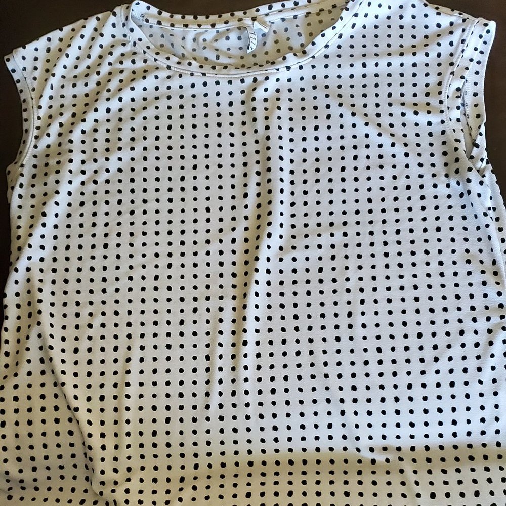 Elle Black and White Polka Dot Blouse